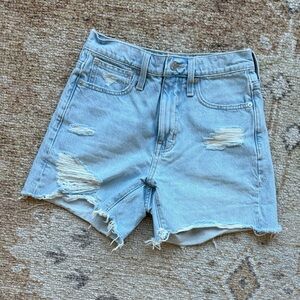 Madewell Frayed Hem Light Blue Jean Shorts